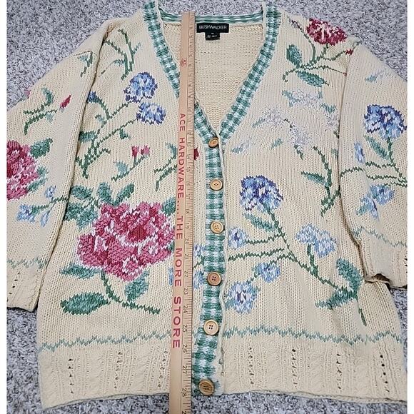 BUSHWACKER Vintage Cottagecore Floral V-neck Button Down Cardigan Sweater Sz M - Picture 6 of 12